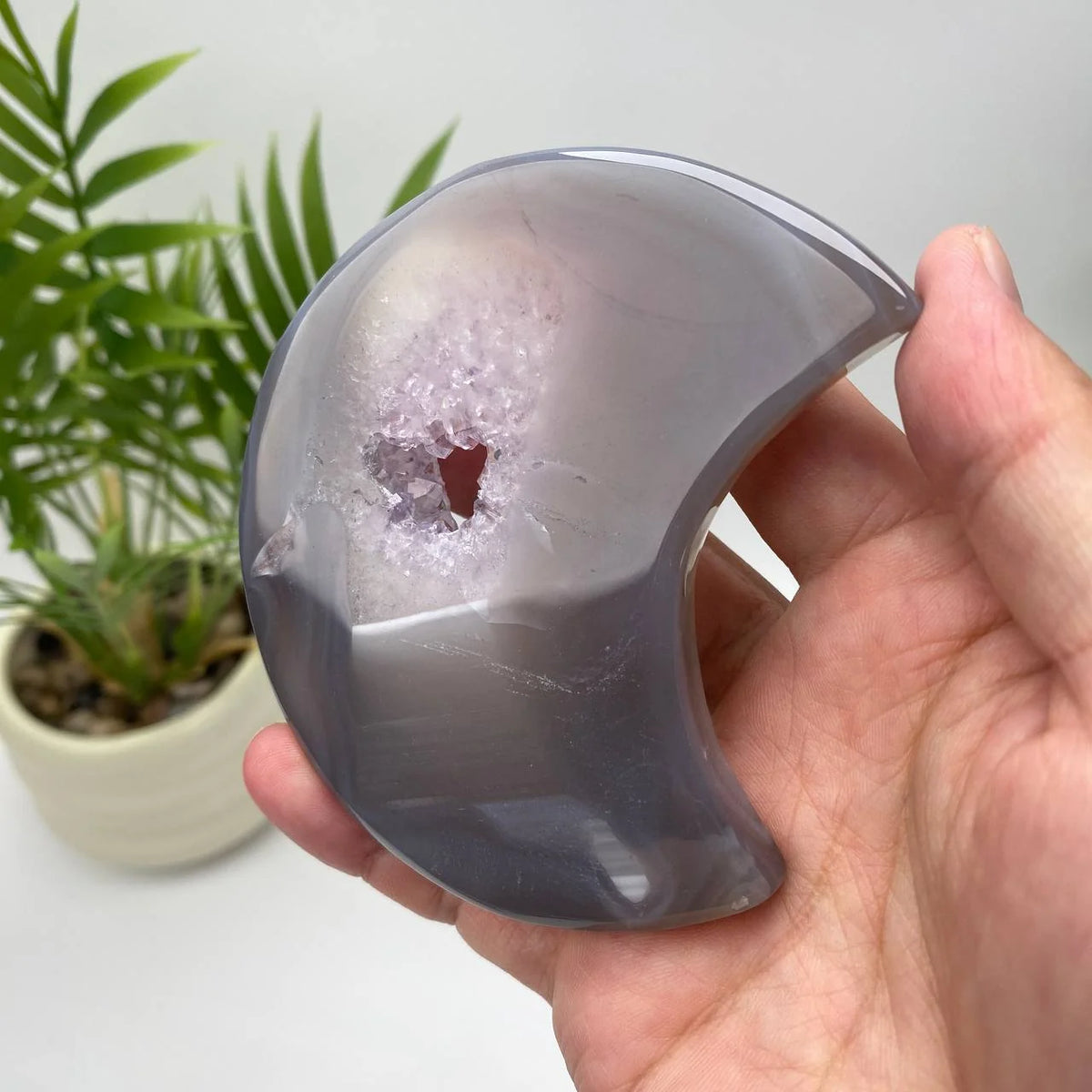Natural Agate Geode Moon