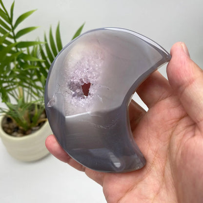 Natural Agate Geode Moon