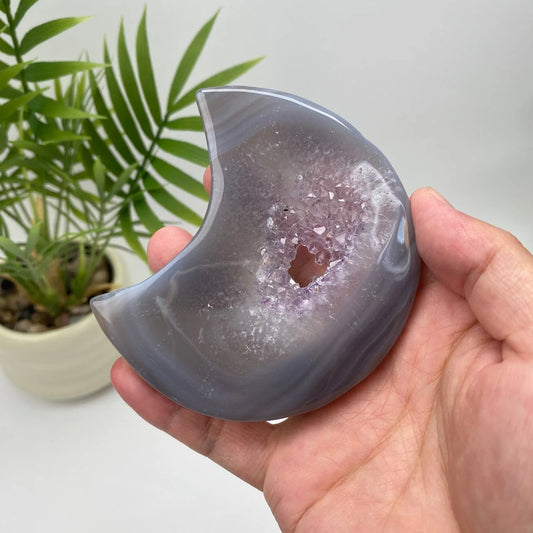 Natural Agate Geode Moon