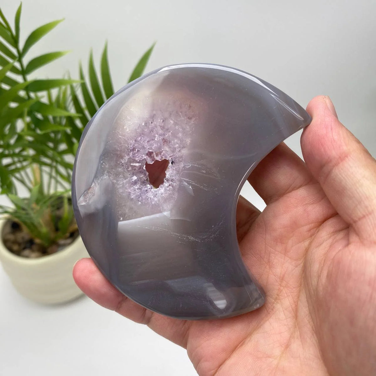 Natural Agate Geode Moon