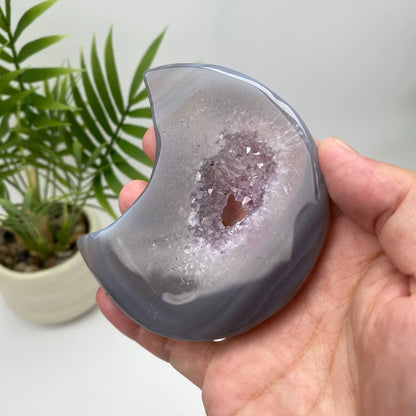 Natural Agate Geode Moon