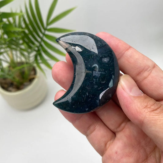 Natural Moss Agate Moon