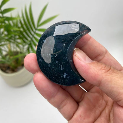 Natural Moss Agate Moon
