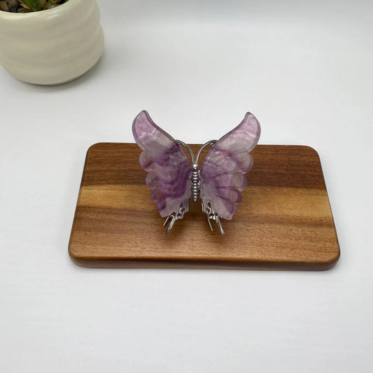 Natural Purple Fluorite Butterfly Carving
