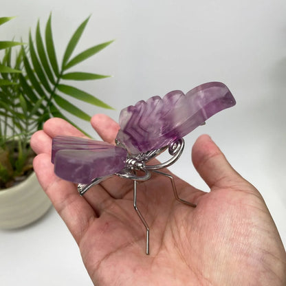 Natural Purple Fluorite Butterfly Carving
