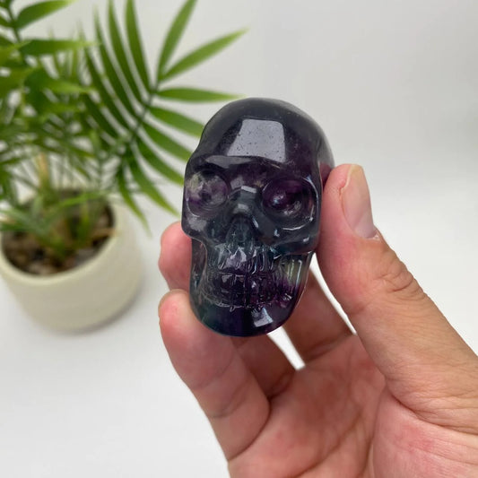 Natural Fluorite Skull Carving
