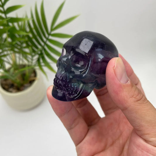 Natural Fluorite Skull Carving