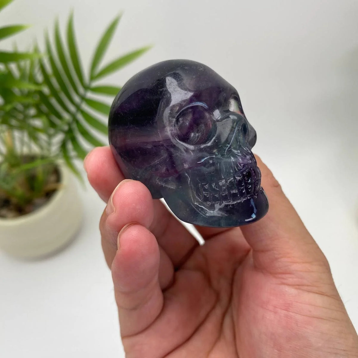 Natural Fluorite Skull Carving