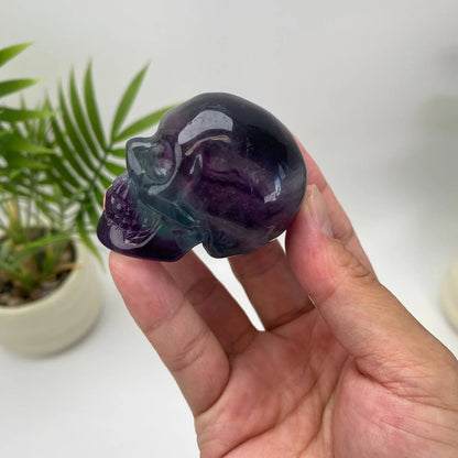 Natural Fluorite Skull Carving