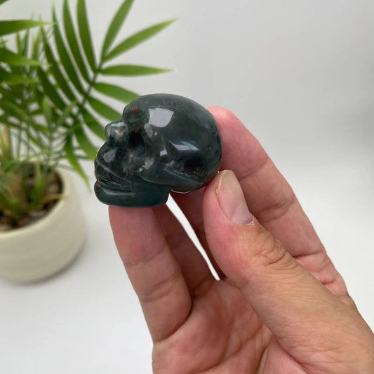 Natural African Bloodstone Skull Carving