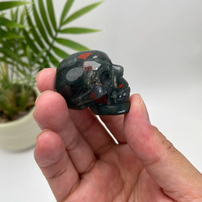 Natural African Bloodstone Skull Carving