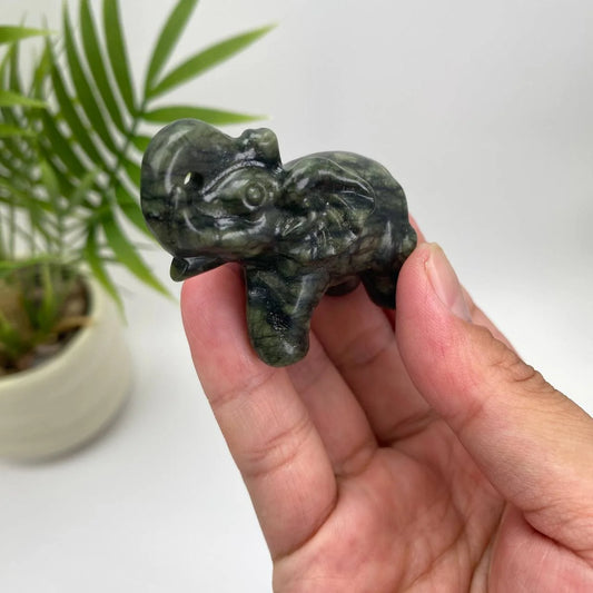 Natural Serpentine Elephant Carving