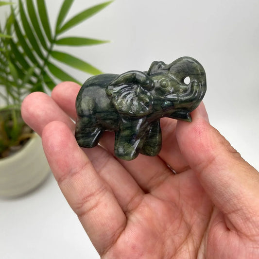 Natural Serpentine Elephant Carving