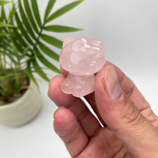 Natural Rose Quartz Hello Kitty Carving
