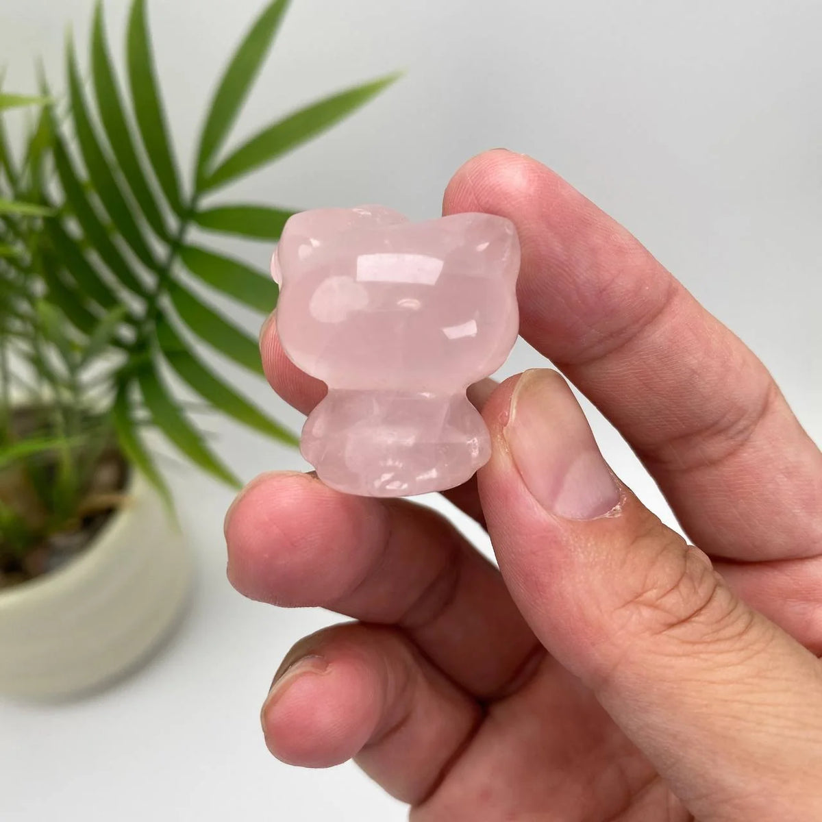 Natural Rose Quartz Hello Kitty Carving