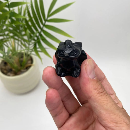 Natural Obsidian Black Dragon Carving