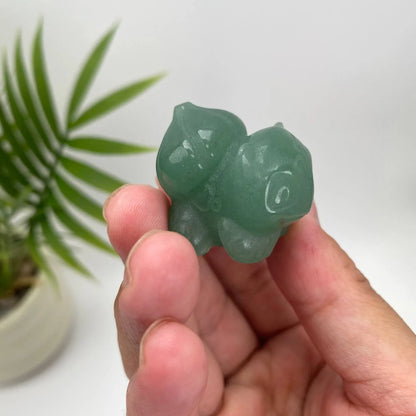 Natural Green Aventurine Bulbasaur Carving