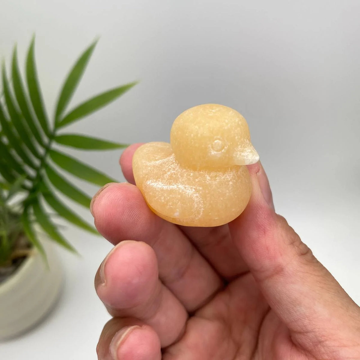 Natural Yellow Calcite Little Yellow Duck Carving