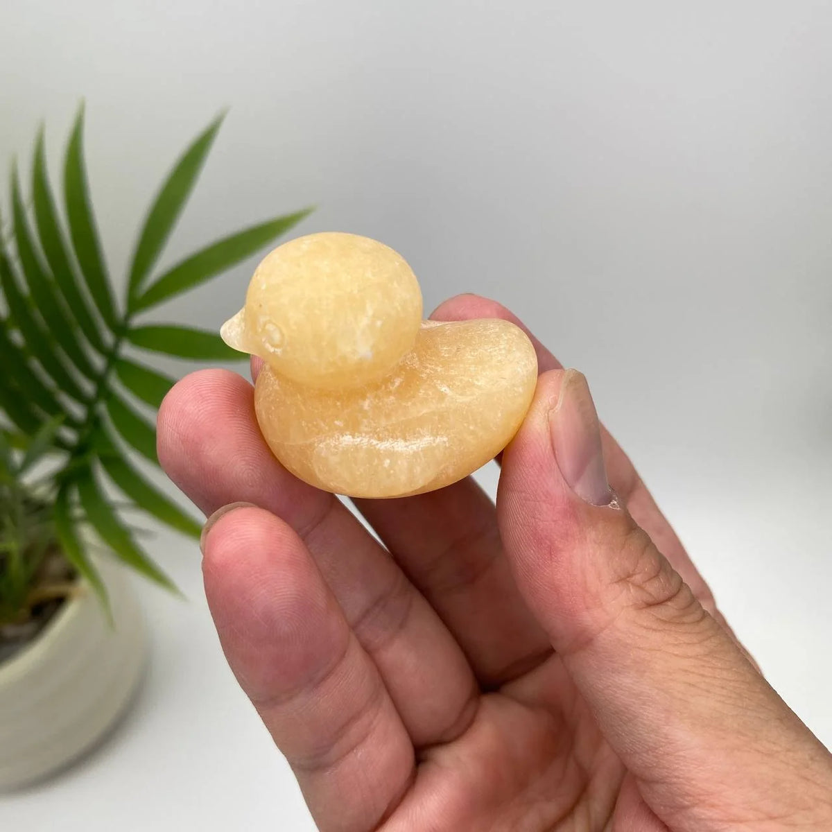 Natural Yellow Calcite Little Yellow Duck Carving