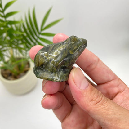 Natural Serpentine Frog – Mottled Dark Green