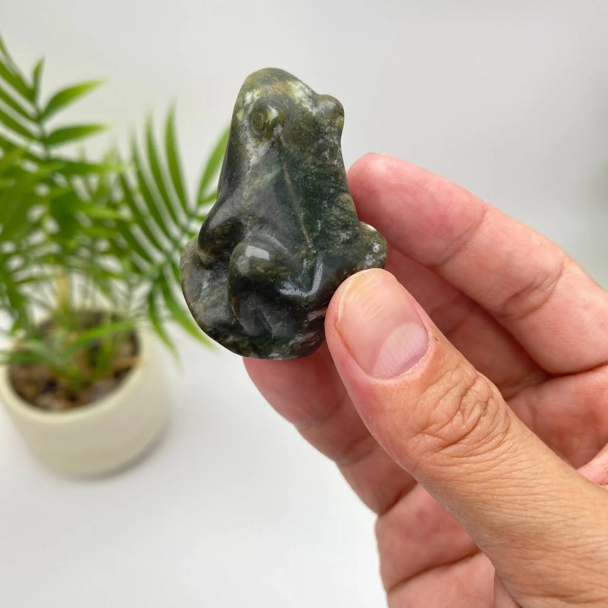 Natural Serpentine Frog – Mottled Dark Green