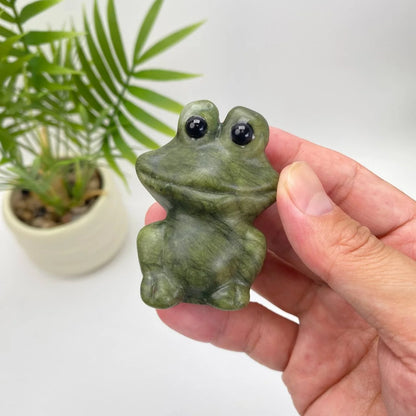 Natural Serpentine Frog – dark green veined