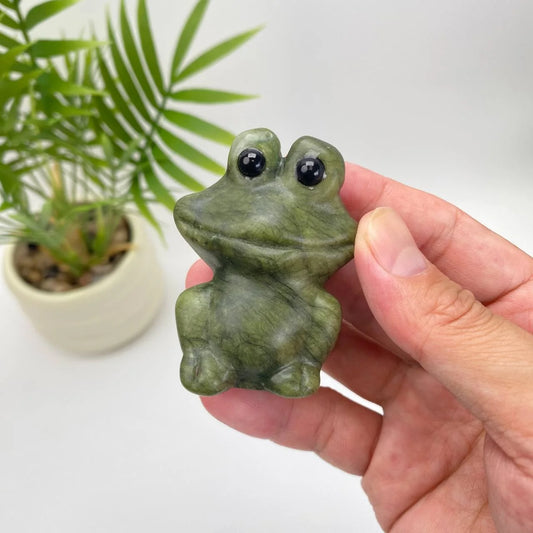 Natural Serpentine Frog – dark green veined