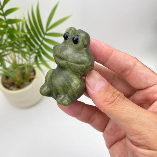 Natural Serpentine Frog – dark green veined
