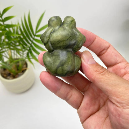 Natural Serpentine Frog – dark green veined