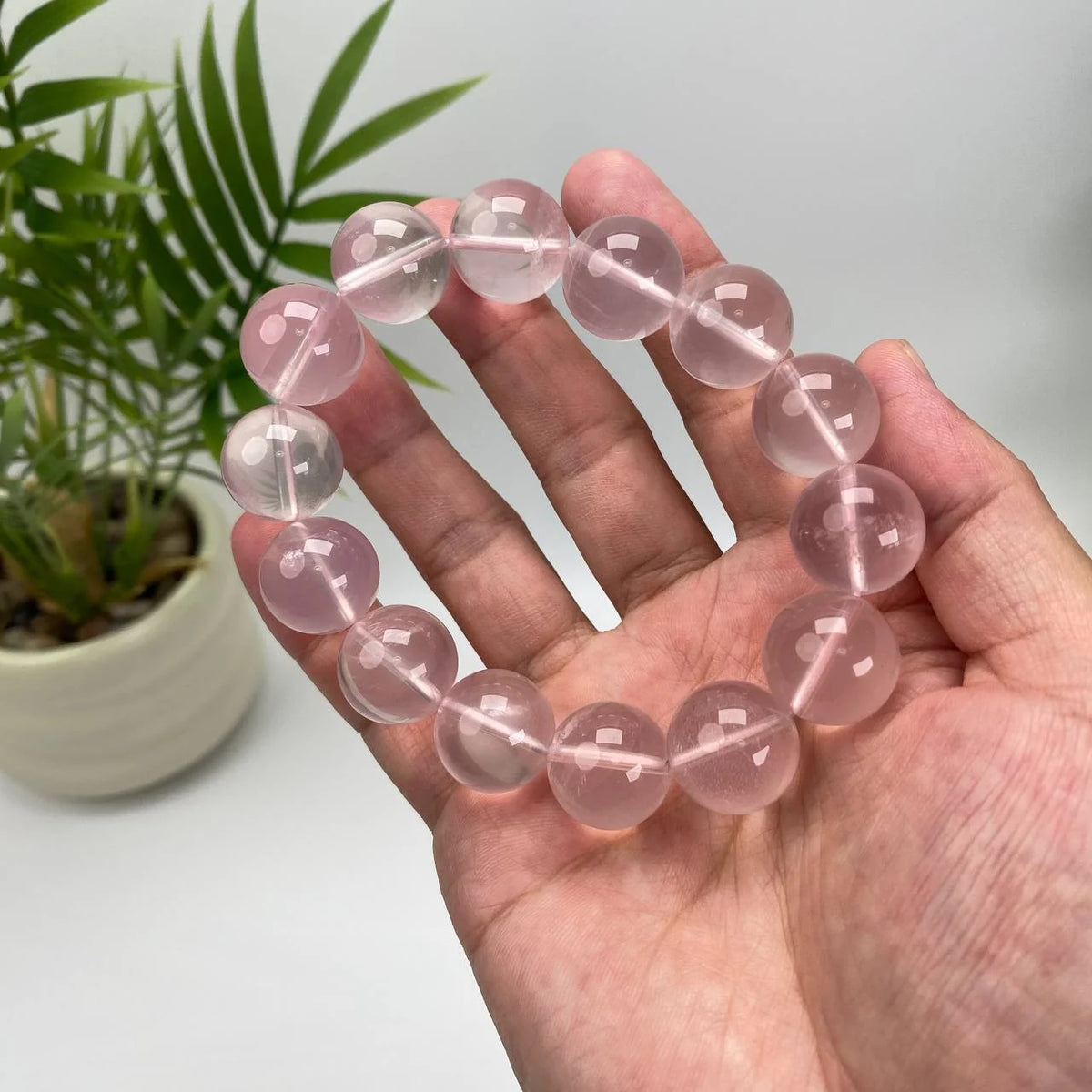 Natural Rose Quartz Crystal Beaded Bracelet