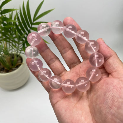 Natural Rose Quartz Crystal Beaded Bracelet
