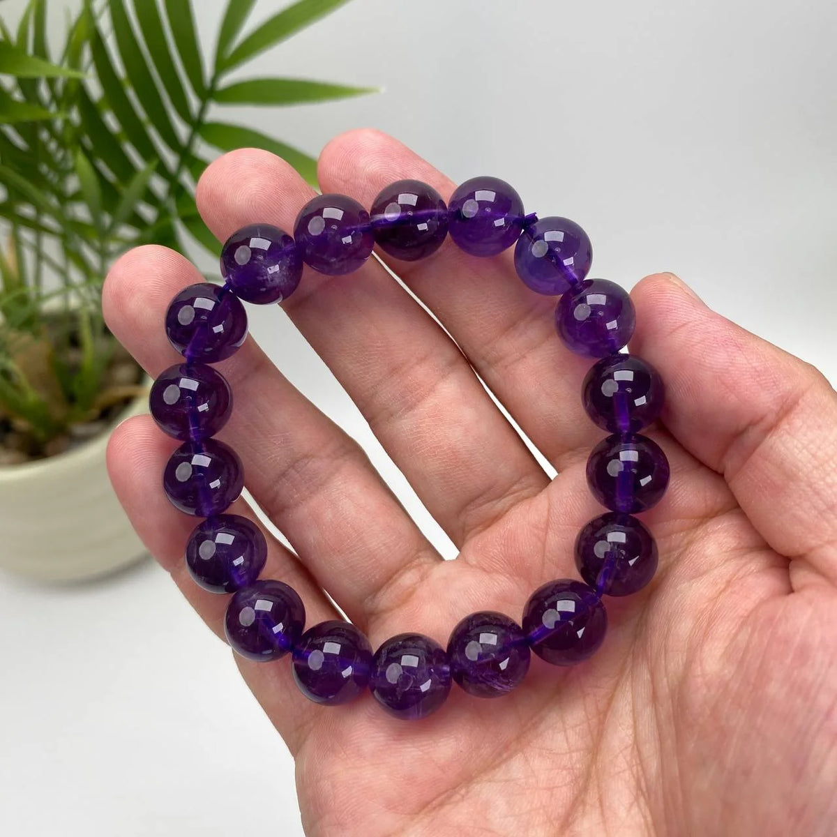 Natural Amethyst Crystal Beaded Bracelet