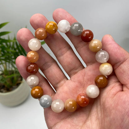 Natural Multi-Color Rabbit Hair Crystal Beaded Bracelet