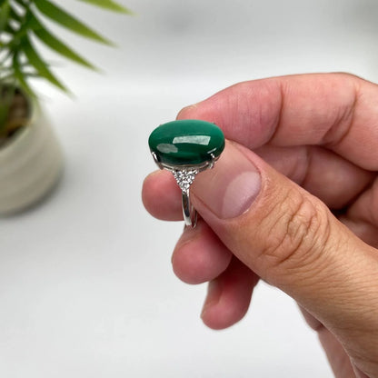Natural Malachite Adjustable Open Ring · 18K Gold-Plated 925 Sterling Silver