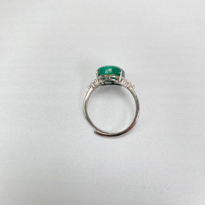 Natural Malachite Adjustable Open Ring · 18K Gold-Plated 925 Sterling Silver