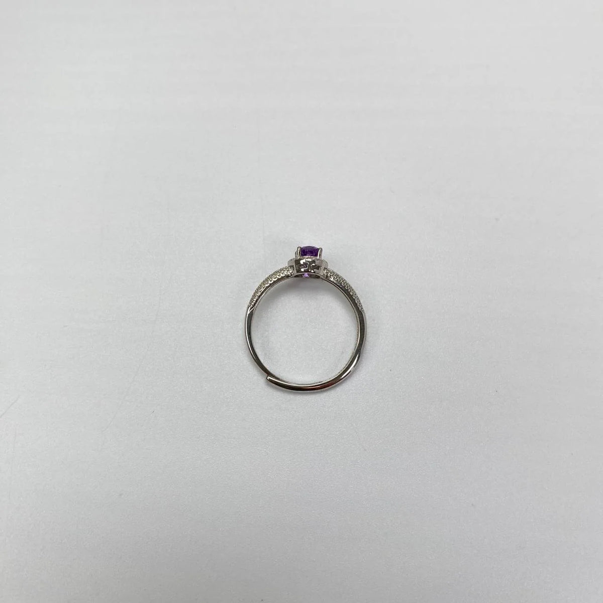 Natural Amethyst Adjustable Open Ring · 18K Gold-Plated 925 Sterling Silver