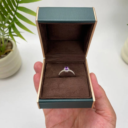 Natural Amethyst Adjustable Open Ring · 18K Gold-Plated 925 Sterling Silver