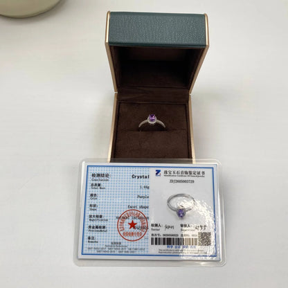 Natural Amethyst Adjustable Open Ring · 18K Gold-Plated 925 Sterling Silver
