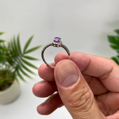 Natural Amethyst Adjustable Open Ring · 18K Gold-Plated 925 Sterling Silver