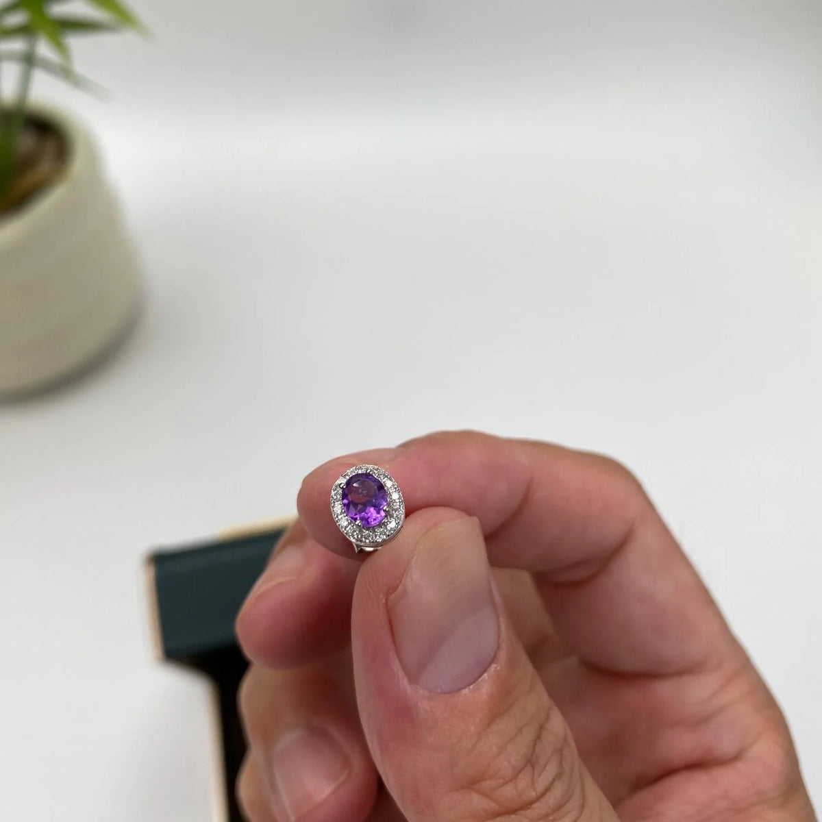 Natural Amethyst Stud Earrings · 18K Gold-Plated 925 Sterling Silver