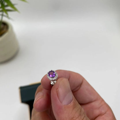 Natural Amethyst Stud Earrings · 18K Gold-Plated 925 Sterling Silver