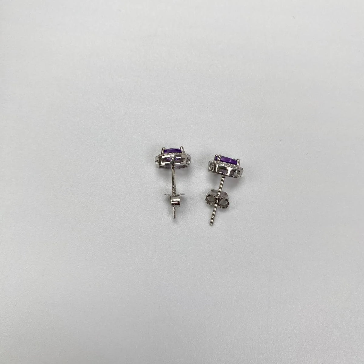 Natural Amethyst Stud Earrings · 18K Gold-Plated 925 Sterling Silver