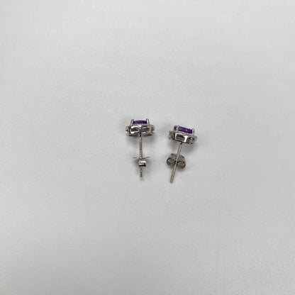 Natural Amethyst Stud Earrings · 18K Gold-Plated 925 Sterling Silver