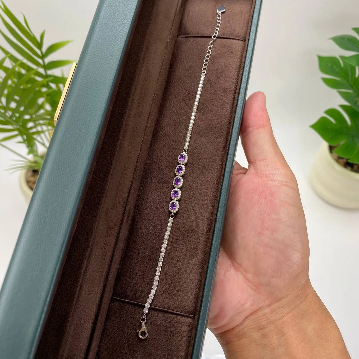 Natural Amethyst Bracelet · 18K Gold-Plated 925 Sterling Silver