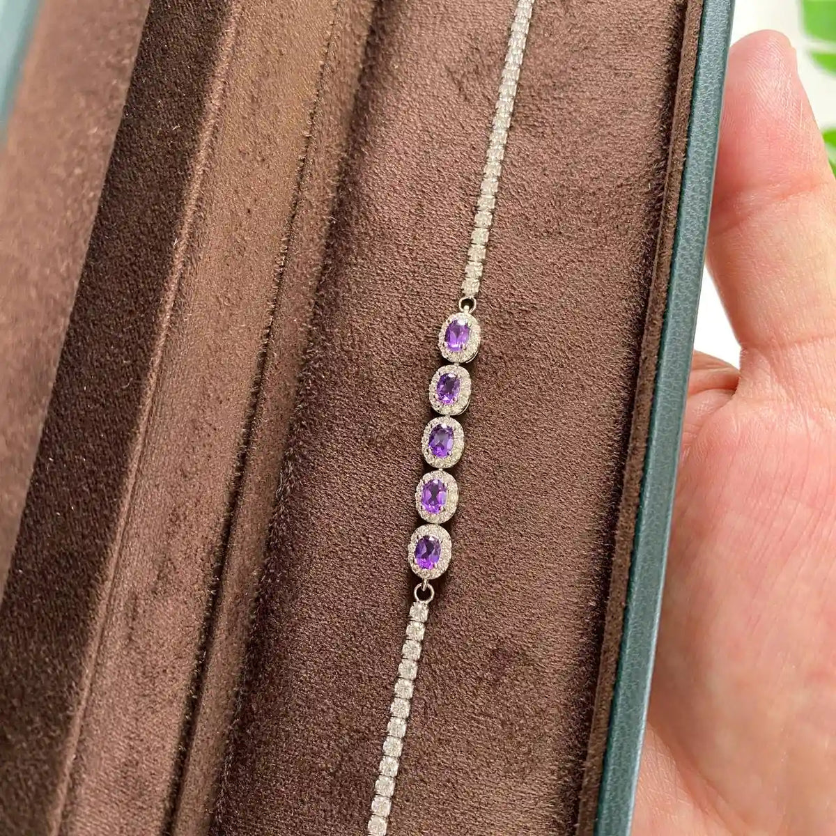 Natural Amethyst Bracelet · 18K Gold-Plated 925 Sterling Silver
