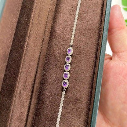 Natural Amethyst Bracelet · 18K Gold-Plated 925 Sterling Silver