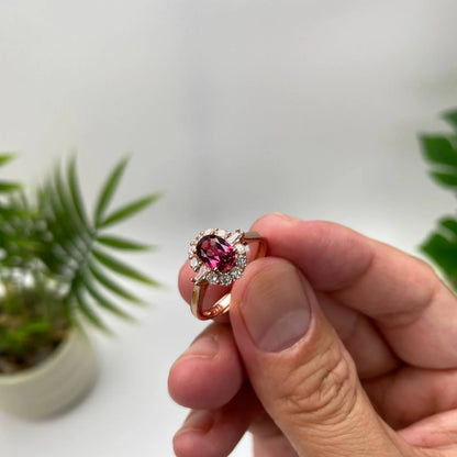 Natural Pyrope Garnet Adjustable Open Ring · 18K Gold-Plated 925 Sterling Silver