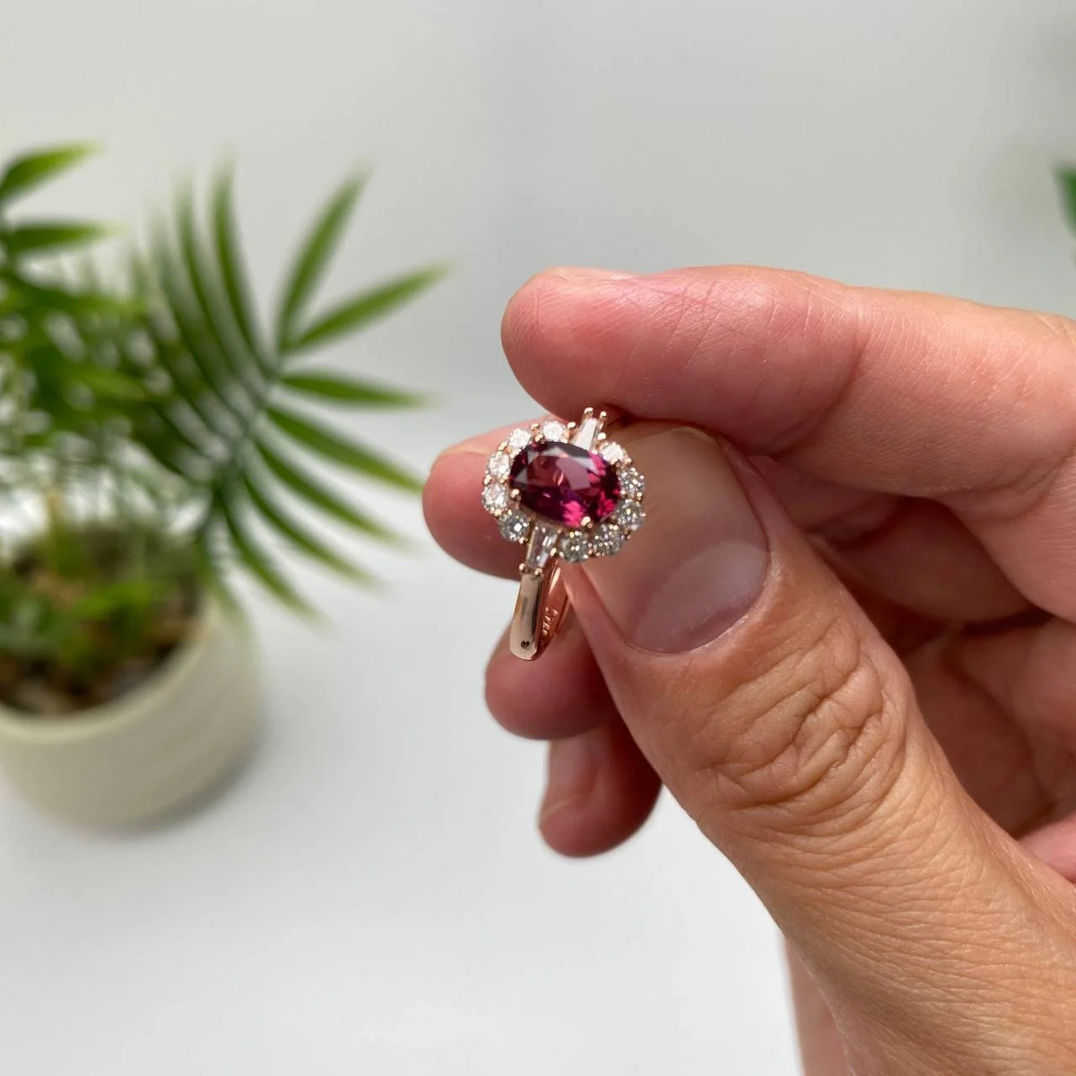 Natural Pyrope Garnet Adjustable Open Ring · 18K Gold-Plated 925 Sterling Silver