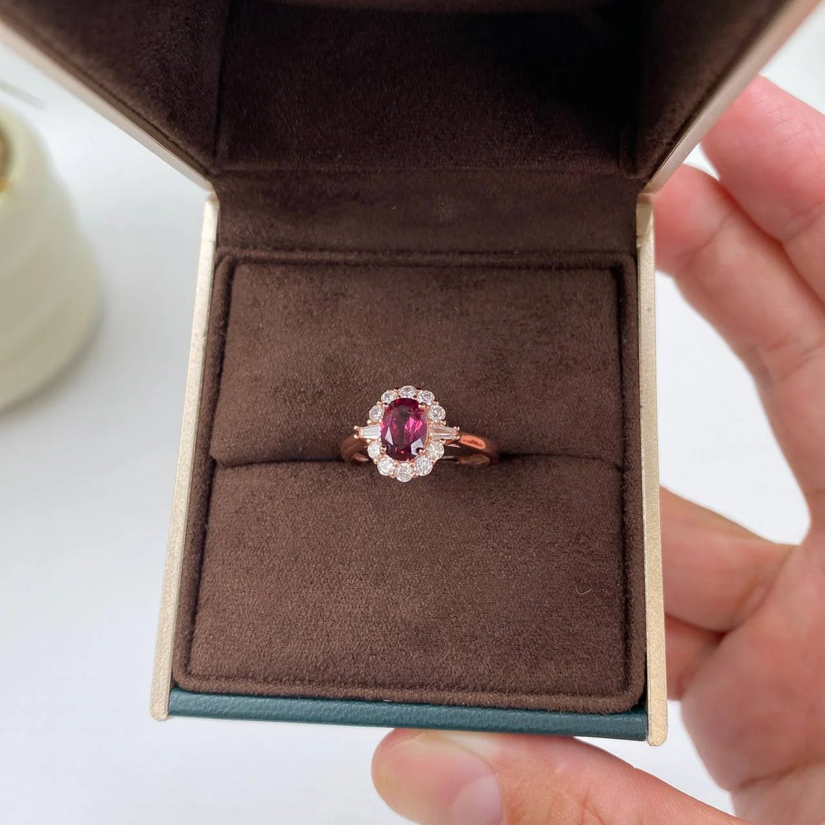 Natural Pyrope Garnet Adjustable Open Ring · 18K Gold-Plated 925 Sterling Silver