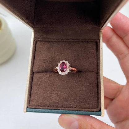 Natural Pyrope Garnet Adjustable Open Ring · 18K Gold-Plated 925 Sterling Silver